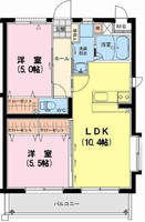 エスペランサⅢ（延岡市　中島町）＜2LDK＞の間取り図