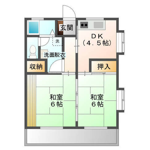 尾山ハイツ　（延岡市　平原町）＜２K＞202号室
