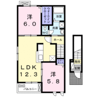 エレガンシア・デーアＹⅡ（延岡市　沖田町）　＜2LDK・2階>の間取り図