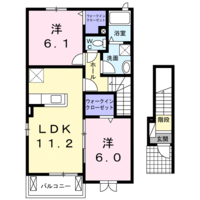 ブライトネス　(延岡市　稲葉崎)＜2LDK・2階＞の間取り図