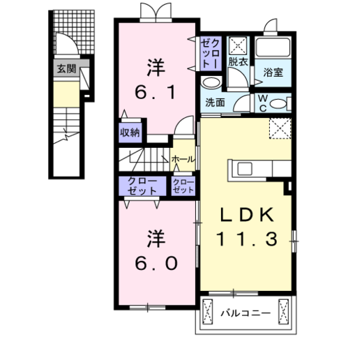 ゼファー川原崎　（延岡市　川原崎町）＜2LDK・2階＞201号室