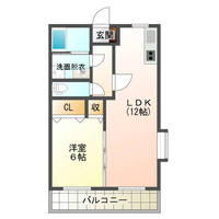 サニーコートK（延岡市　日の出町）＜1LDK>の間取り図