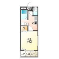 ニュー丸山（延岡市大貫町）＜１K・３階＞の間取り図