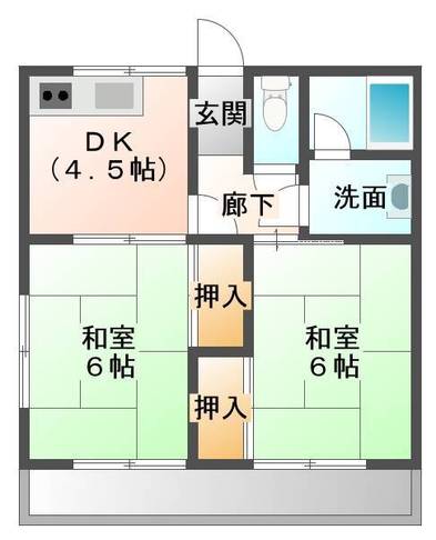 津田コーポ　(延岡市　惣領町)＜2DK＞202号室