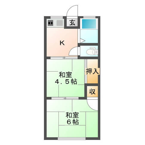 平原コーポ　(延岡市　平原町)＜２K＞208号室