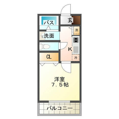 フラットサニーガーデン　（延岡市　大貫町）＜1K＞102号室