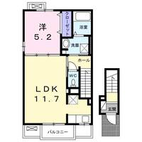 ラ・マジョーレⅡ　(日向市　新生町)＜1LDK・2階＞の間取り図