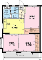 ユーミーさくらF　（延岡市　大武町）＜3DK＞の間取り図