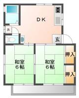 ハイツあいかむ2(延岡市 出北)<2DK・西側>の間取り図