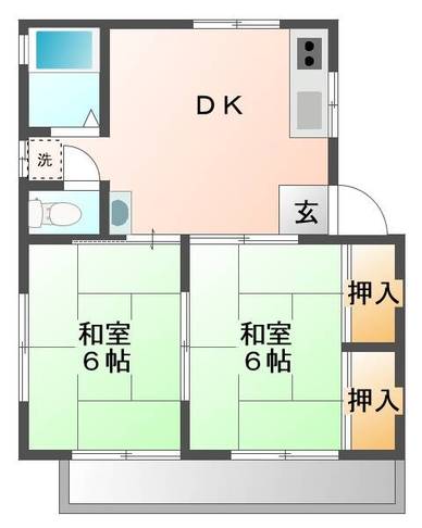 ハイツあいかむ２（延岡市　出北）＜２ＤＫ＞2D号室