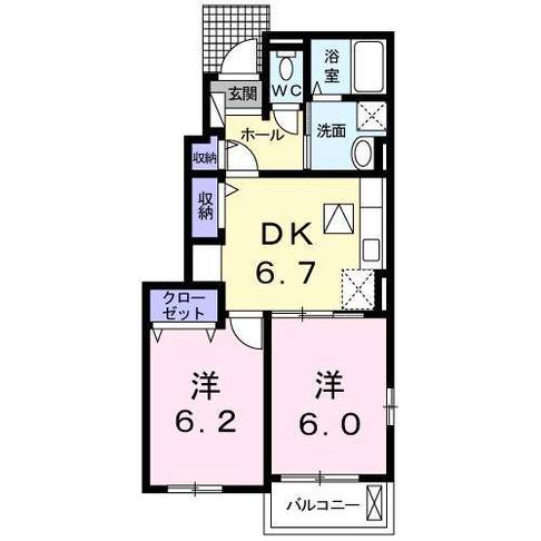 セレーノ日向Ⅲ　(日向市　日知屋)＜2DK＞101号室