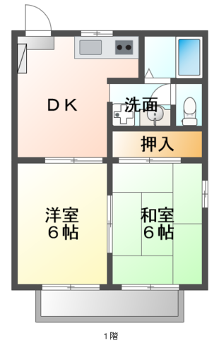 タウニィK　（延岡市　別府町）＜２ＤＫ＞202号室