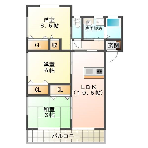 ペアメゾンA・B（延岡市　平原町）＜３LDK＞A101号室