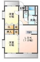 ウィンクルムＩ（延岡市　出北）＜２ＬＤＫ＞の間取り図