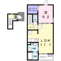 PLAIN　萩原（延岡市　平原町）＜1LDK・2階＞の間取り図