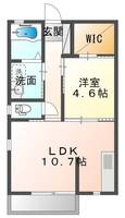 シャーメゾン野地Ｂ（延岡市　野地町）＜1LDK＞の間取り図