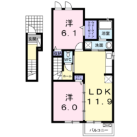 ラ・ポルトⅡ（門川町　加草）＜2LDK・2階＞の間取り図