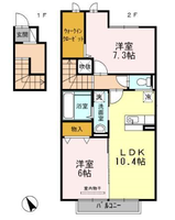 アルカンシェル（延岡市　野田町）＜2LDK・2階＞の間取り図