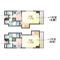 コスモマンション延岡　（延岡市　栄町）＜1K＞の間取り図