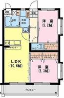セレーナ（延岡市　浜砂）＜2LDK＞の間取り図