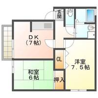 ルシェルマークスB　(延岡市　川原崎町)＜２DK＞の間取り図