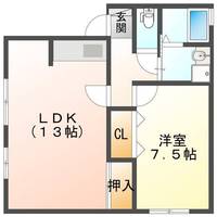 ルシェルマークスA　(延岡市　川原崎町)＜1LDK＞の間取り図
