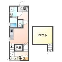 Cube Eight（キューブエイト）　(延岡市　大貫町)＜1R+ロフト＞の間取り図