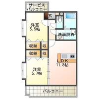 グランエトワール（延岡市別府町）＜2ＬＤＫ＞の間取り図