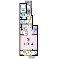 サンテラスⅢ　（日向市　原町）＜1R・1階＞の間取り図