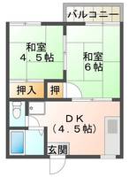 若葉コーポラス　(延岡市　若葉町)＜2DK＞の間取り図