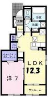 Vent・Vert　Ⅳ　（延岡市　浜町）＜1LDK・1階＞の間取り図