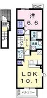 ラフレシール・M　（延岡市　旭ヶ丘）＜1LDK・2階＞の間取り図