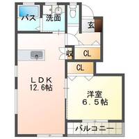 コンフォートⅡ・川原崎　（延岡市　川原崎町）＜１LDK＞の間取り図