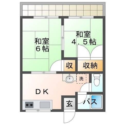 三光荘　（延岡市　北新小路）＜２DK＞202号室