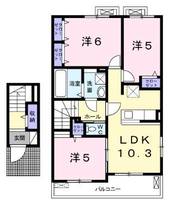 ベル　ソレイユ　A（延岡市古川町）＜3LDK・2階＞の間取り図
