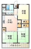 サンルートビル　(延岡市　日の出町)＜3DK＞の間取り図
