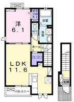 アルモニー メゾン (日向市 平野町)<1LDK・2階>の間取り図
