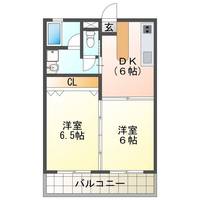 ジパング参番館　（延岡市　野田町）＜2DK＞の間取り図