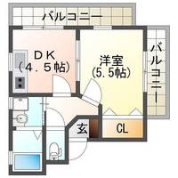 クリサンセマム　（延岡市　岡富町）＜１DK＞の間取り図