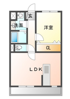 ジュンバード（延岡市　大貫町）＜1LDK・中部屋＞の間取り図