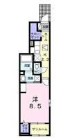 メゾネット　サンク（延岡市　瀬之口町）＜1K・1階＞の間取り図