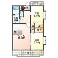 サンパティークY（延岡市　平原町）＜2LDK＞の間取り図