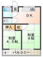 児玉アパート（延岡市川原崎町）＜2DK＞の間取り図