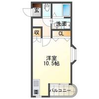 カーサリリオ　（延岡市　大貫町）＜１R角部屋　～01号室＞の間取り図