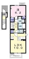 H・CANTIK　Ⅶ　(延岡市　長浜町)＜1LDK・2階＞の間取り図