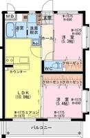 ラシュレ　(延岡市　出北)＜2LDK＞の間取り図