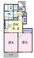 ミーツハート (門川町 須賀崎)<2DK>の間取り図