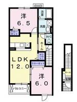 サウスウェーⅠ（延岡市　野田2丁目）＜2LDK・2階＞の間取り図