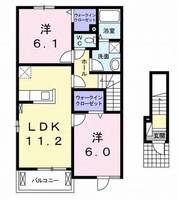 グランシャリオ　Ⅳ　（延岡市　川島町）＜2LDK・2階＞の間取り図