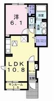 グランフィールドB　（延岡市　大門町）＜1LDK・1階＞の間取り図